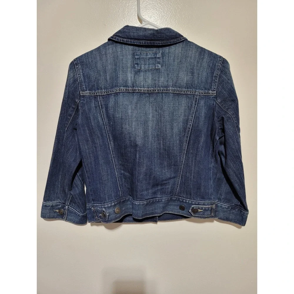Ann Taylor LOFT Denim Jacket Womens Size 4 Dark Wash 3/4‎ Sleeve Cotton